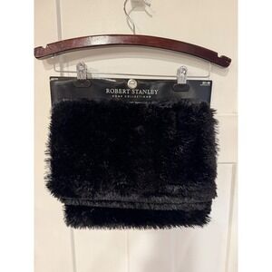 Robert Stanley Faux Fur Table Runner Black 72 Inch Home Collection NWT M2